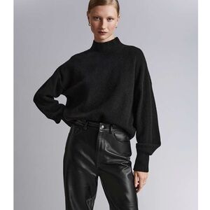 & Other Stories black turtleneck with back cutout long sleeve sweater